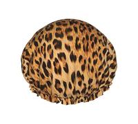 Bonnet de douche imprimé léopard pour femme, léger, réutilisable, doux, double couche imperméable, étanche.