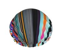 Bonnet de douche imprimé lignes verticales irrégulières, réutilisable, double couche, respirant, séchage rapide, parfait pour la maison, le spa, l'hôtel et les voyages