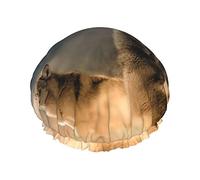 Bonnet de douche imprimé loup pour femmes bonnets de douche en tissu double couche réutilisables bonnets de cheveux pour filles