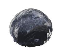 Bonnet de douche imprimé loup solitaire neige montagne pour femmes bonnets de douche en tissu double couche réutilisables bonnets de cheveux filles