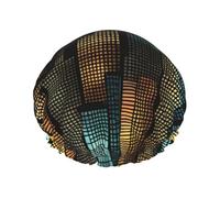Bonnet de douche imprimé lumières de ville - Réutilisable, double couche, avec bande élastique - Parfait pour la maison, le spa, l'hôtel et les voyages