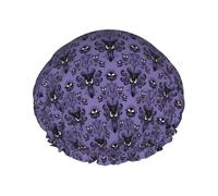 Bonnet de douche imprimé manoir hanté - Réutilisable, double couche, essentiels de voyage pour hôtel, salon, accessoires de chapeau de douche L