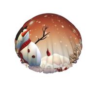 Bonnet de douche imprimé « Merry Christmas Day » pour femme - Double couche - Imperméable - Réutilisable - Élastique - Protection des cheveux - Pour femme - Spa - Salon de bain