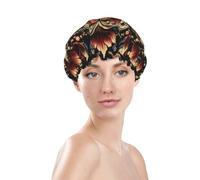Bonnet de douche imprimé noir, bonnet de bain imperméable réutilisable pour cheveux de femme, double couche, bonnet de douche élastique protection des cheveux