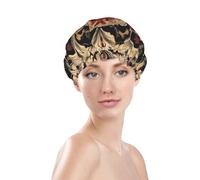 Bonnet de douche imprimé noir, bonnet de bain imperméable réutilisable pour cheveux de femme, double couche, bonnet de douche élastique protection des cheveux