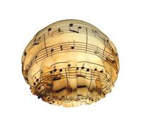 Bonnet de douche imprimé notes de musique pour femme, léger, réutilisable, doux, double couche, étanche, étanche.
