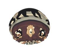 Bonnet de douche imprimé ours, élastique et réutilisable pour cheveux longs, grand bonnet de douche imperméable, pour femmes, hommes, enfants