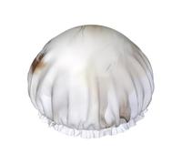 Bonnet de douche imprimé papillon blanc - Double couche respirante, sangle élastique réglable, durable, hôtel voyage essentiel