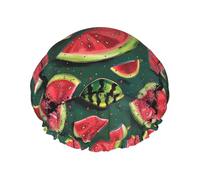 Bonnet de douche imprimé pastèque, bonnet de douche imperméable pour femmes, bonnet de douche réutilisable avec bande élastique