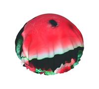 Bonnet de douche imprimé pastèque rouge pour femme, léger, réutilisable, doux, double couche imperméable, étanche.