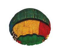 Bonnet de douche imprimé patchwork de style africain avec élastique et réutilisable pour cheveux longs et courts, bonnet à double couche