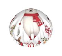 Bonnet de douche imprimé Père Noël pour femme, léger, réutilisable, doux, double couche, étanche, étanche.