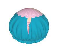 Bonnet de douche imprimé petite ballerine danseuse pour femme, léger, réutilisable, doux, double couche imperméable, étanche.