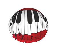 Bonnet de douche imprimé Piano Note de musique pour femmes bonnets de douche en tissu double couche réutilisables bonnets de cheveux filles