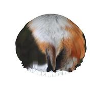 Bonnet de douche imprimé renard drôle pour femmes bonnets de douche en tissu double couche réutilisables bonnets de cheveux filles