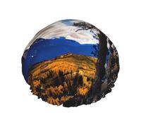 Bonnet de douche imprimé Rocky Mountain Range pour femme, léger, réutilisable, doux, double couche, étanche, étanche.
