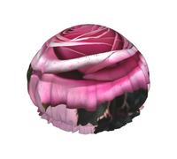 Bonnet de douche imprimé rouge et rose pour femme, léger, réutilisable, doux, double couche, étanche, étanche.