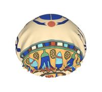 Bonnet de douche imprimé scarabée égyptien pour femme, réutilisable, imperméable, double couche avec sangle élastique, taille unique