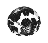 Bonnet de douche imprimé style lino avec fleurs d'hibiscus
