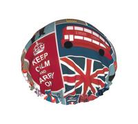 Bonnet de douche imprimé symboles de l'Angleterre pour femme, léger, réutilisable, doux, double couche, étanche, étanche.
