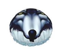 Bonnet de douche imprimé tête de loup féroce - Réutilisable, double couche, respirant, séchage rapide, parfait pour la maison, le spa, l'hôtel et les voyages
