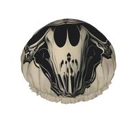 Bonnet de douche imprimé tête de mort de taureau, bonnet de bain pour femmes, cheveux longs, double couche, imperméable