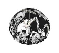 Bonnet de douche imprimé tête de mort pour femme, léger, réutilisable, doux, double couche imperméable, étanche.