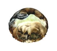 Bonnet de douche imprimé tigre et lion blanc - Bonnet de douche réutilisable avec double couche de protection, respirant et durable pour les voyages