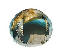 Bonnet de douche imprimé tortue de mer pour femme, léger, réutilisable, doux, double couche, étanche, étanche.