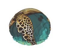 Bonnet de douche imprimé tortue de mer pour femmes et hommes, bonnet de bain réutilisable en tissu double couche pour filles