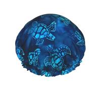 Bonnet de douche imprimé tortue de mer - Réutilisable, double couche, avec bande élastique - Parfait pour la maison, le spa, l'hôtel et les voyages