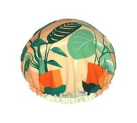 Bonnet de douche imprimé tortue vert - Double couche avec doublure élastique - Idéal pour la maison, le spa, l'hôtel et les voyages