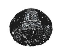 Bonnet de douche imprimé Tour Eiffel de Paris nuit pour femme, léger, réutilisable, doux, double couche, étanche, étanche.