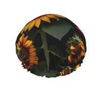 Bonnet de douche imprimé tournesol rose pour femme, léger, réutilisable, doux, double couche, étanche, étanche.