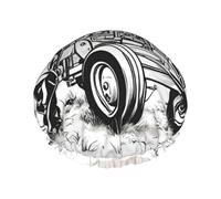 Bonnet de douche imprimé tracteur de dessin animé pour femme, léger, réutilisable, doux, double couche, étanche, étanche.