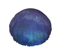 Bonnet de douche imprimé univers avec étoiles et galaxie - Réutilisable, double couche, avec bande élastique - Parfait pour la maison, le spa, l'hôtel et les voyages