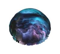 Bonnet de douche imprimé univers graphique 3D - Réutilisable, double couche, essentiels de voyage pour hôtel, salon, taille unique