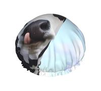 Bonnet de douche imprimé vache mignon - Double couche respirante, sangle élastique réglable, durable, hôtel voyage essentiel