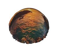 Bonnet de douche Irlande imprimé coucher de soleil marin pour femme réutilisable double couche élégant doux avec doublure bande élastique