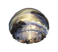 Bonnet de douche Irlande imprimé coucher de soleil marin pour femme réutilisable double couche élégant doux avec doublure bande élastique