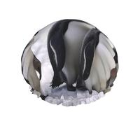 Bonnet de douche jeune pingouins avec neige pour homme et femme, réglable, réutilisable, double couche, imperméable, doublure en EVA, bande élastique pour toutes les longueurs de cheveux