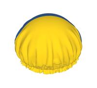 Bonnet de douche léger avec imprimé drapeau de l'Ukraine pour homme et femme - Chapeau souple réutilisable et bonnet de bain pour cheveux