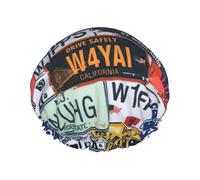 Bonnet de douche léger avec imprimé plaque d'immatriculation pour homme et femme - Chapeau souple réutilisable et bonnet de bain