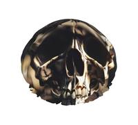 Bonnet de douche léger avec motif tête de mort et squelette pour homme et femme - Réutilisable