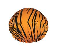 Bonnet de douche léger imprimé tigre à rayures pour homme et femme - Chapeau souple et réutilisable