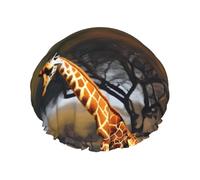 Bonnet de douche léger pour homme et femme avec imprimé girafe africaine majestueux