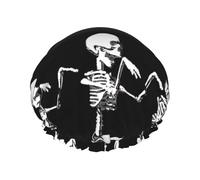 Bonnet de douche léger pour homme et femme - Réutilisable - Motif tête de mort squelette - Pour Halloween