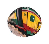 Bonnet de douche Lisbonne à motif tram avec une double couche, maintient bien vos cheveux, que ce soit pendant la douche ou le bain.
