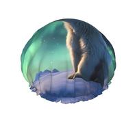 Bonnet de douche Little Polar Bear pour femme, imperméable, réutilisable, avec cordon élastique lavable, adapté aux cheveux longs et tresses, idéal pour la douche.