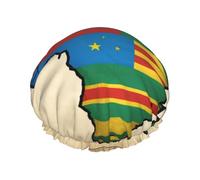 Bonnet de douche Map02 - Motif drapeau du Congo - Réutilisable - Grand bonnet de douche pour homme - Séchage rapide - Entretien des cheveux longs et courts - Pour enfants